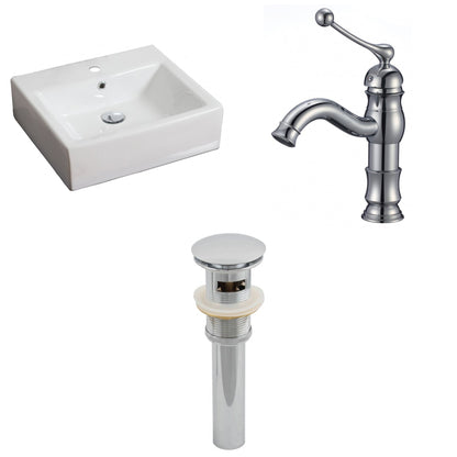American Imaginations AI-15384 21" White Rectangular Ceramic Above Counter Bathroom Vessel Sink Set