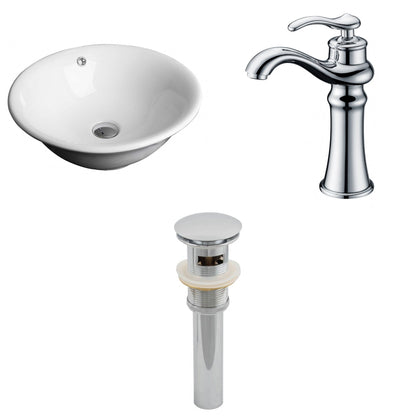 American Imaginations AI-15385 17" White Round Ceramic Above Counter Bathroom Vessel Sink Set