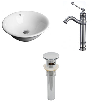 American Imaginations AI-15386 17" White Round Ceramic Above Counter Bathroom Vessel Sink Set