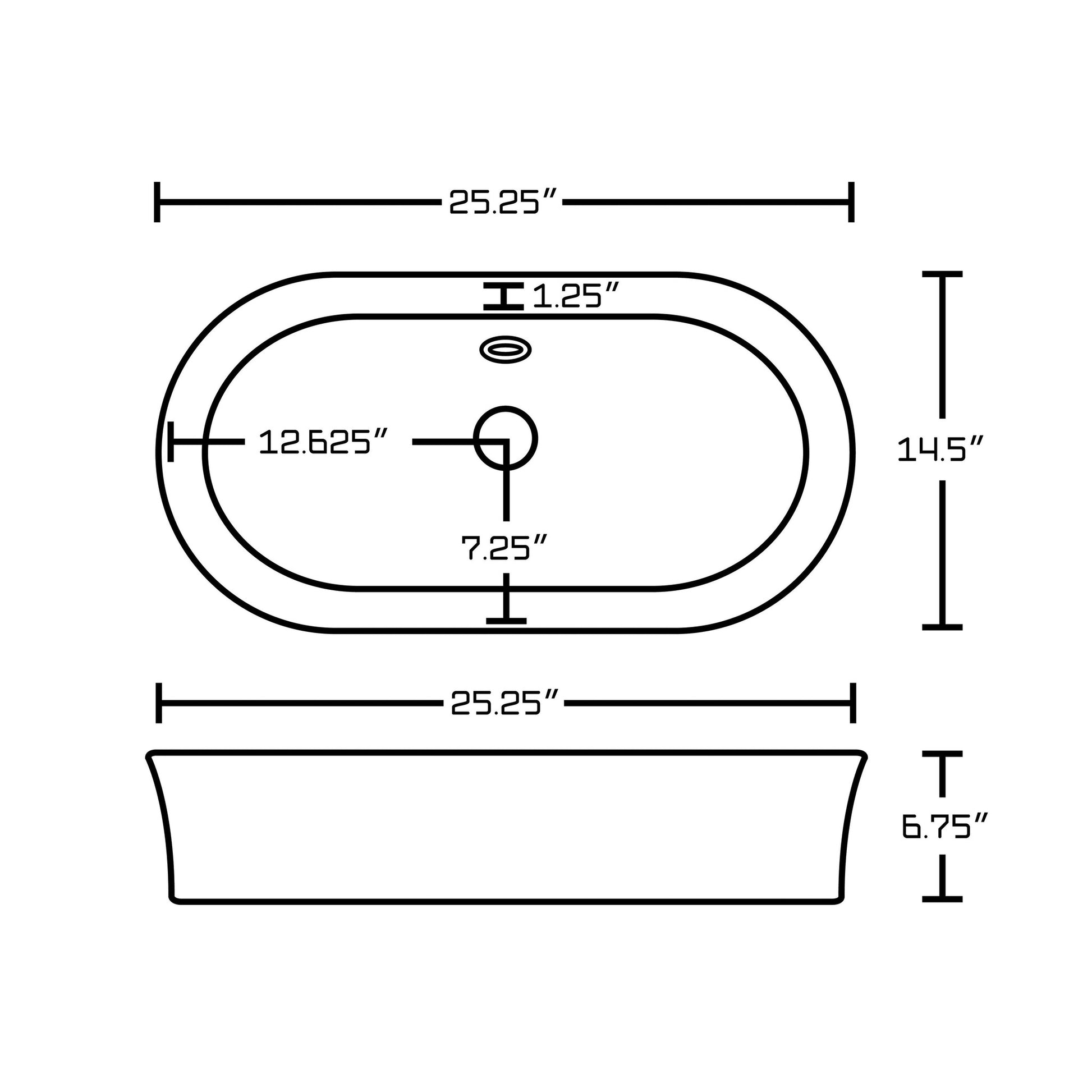 American Imaginations AI-15388 25" White Oval Ceramic Semi-Recessed Bathroom Vessel Sink Set