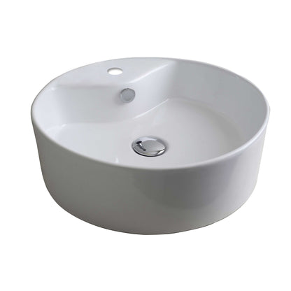 American Imaginations AI-15392 18" White Round Ceramic Above Counter Bathroom Vessel Sink Set