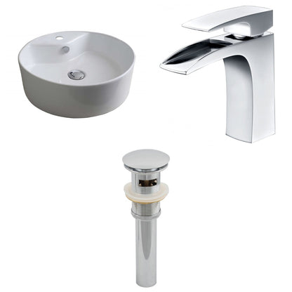 American Imaginations AI-15393 18" White Round Ceramic Above Counter Bathroom Vessel Sink Set