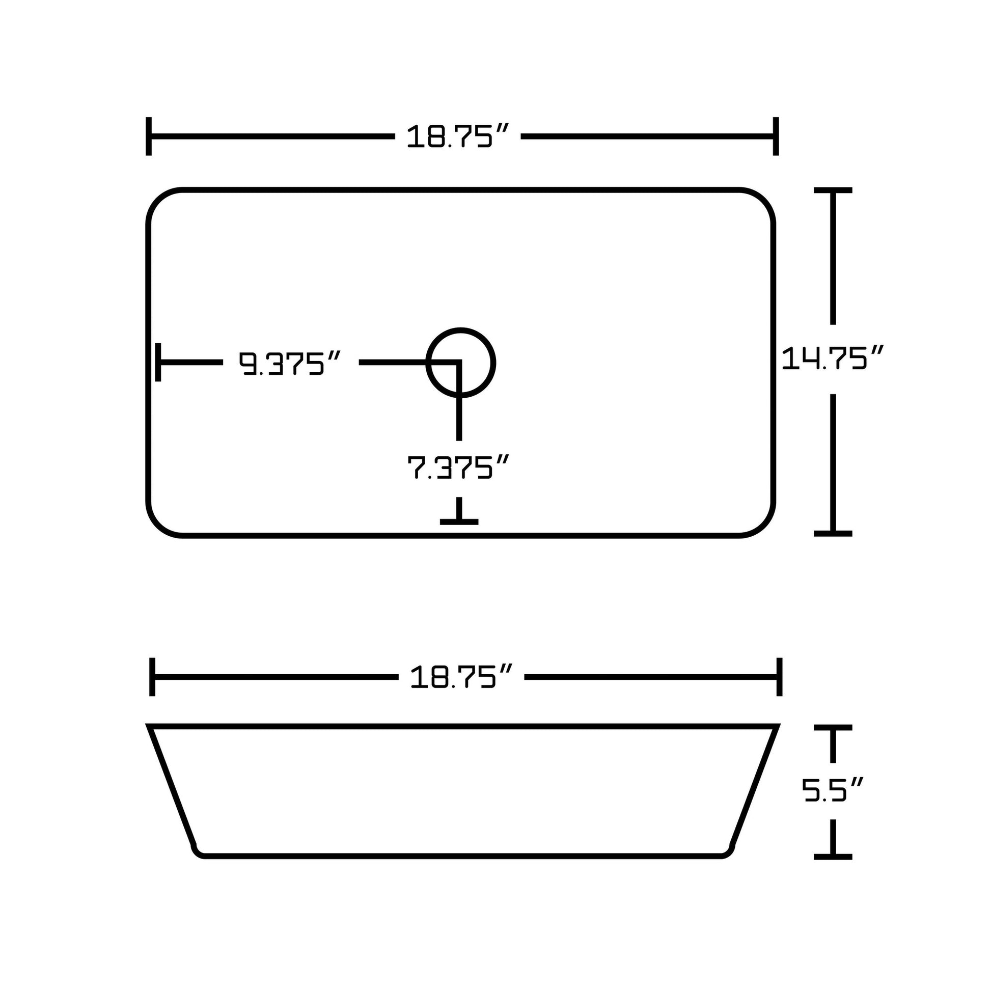 American Imaginations AI-15398 19" White Rectangular Ceramic Above Counter Bathroom Vessel Sink Set