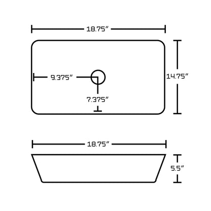 American Imaginations AI-15398 19" White Rectangular Ceramic Above Counter Bathroom Vessel Sink Set