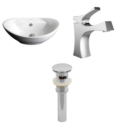 American Imaginations AI-15399 23" White Oval Ceramic Above Counter Bathroom Vessel Sink Set
