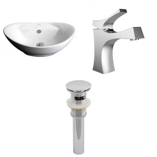 American Imaginations AI-15399 23" White Oval Ceramic Above Counter Bathroom Vessel Sink Set