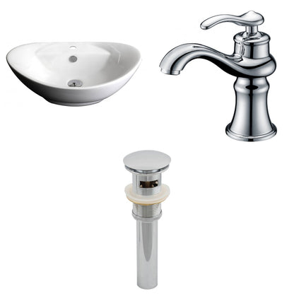 American Imaginations AI-15400 23" White Oval Ceramic Above Counter Bathroom Vessel Sink Set