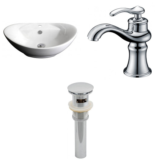 American Imaginations AI-15400 23" White Oval Ceramic Above Counter Bathroom Vessel Sink Set