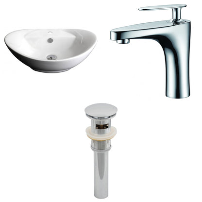 American Imaginations AI-15401 23" White Oval Ceramic Above Counter Bathroom Vessel Sink Set