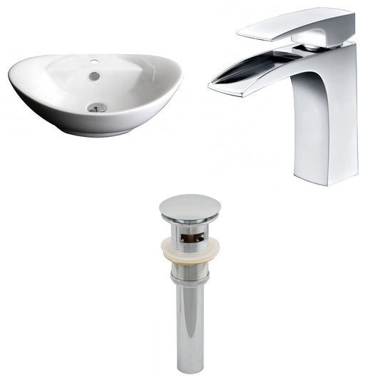 American Imaginations AI-15403 23" White Oval Ceramic Above Counter Bathroom Vessel Sink Set