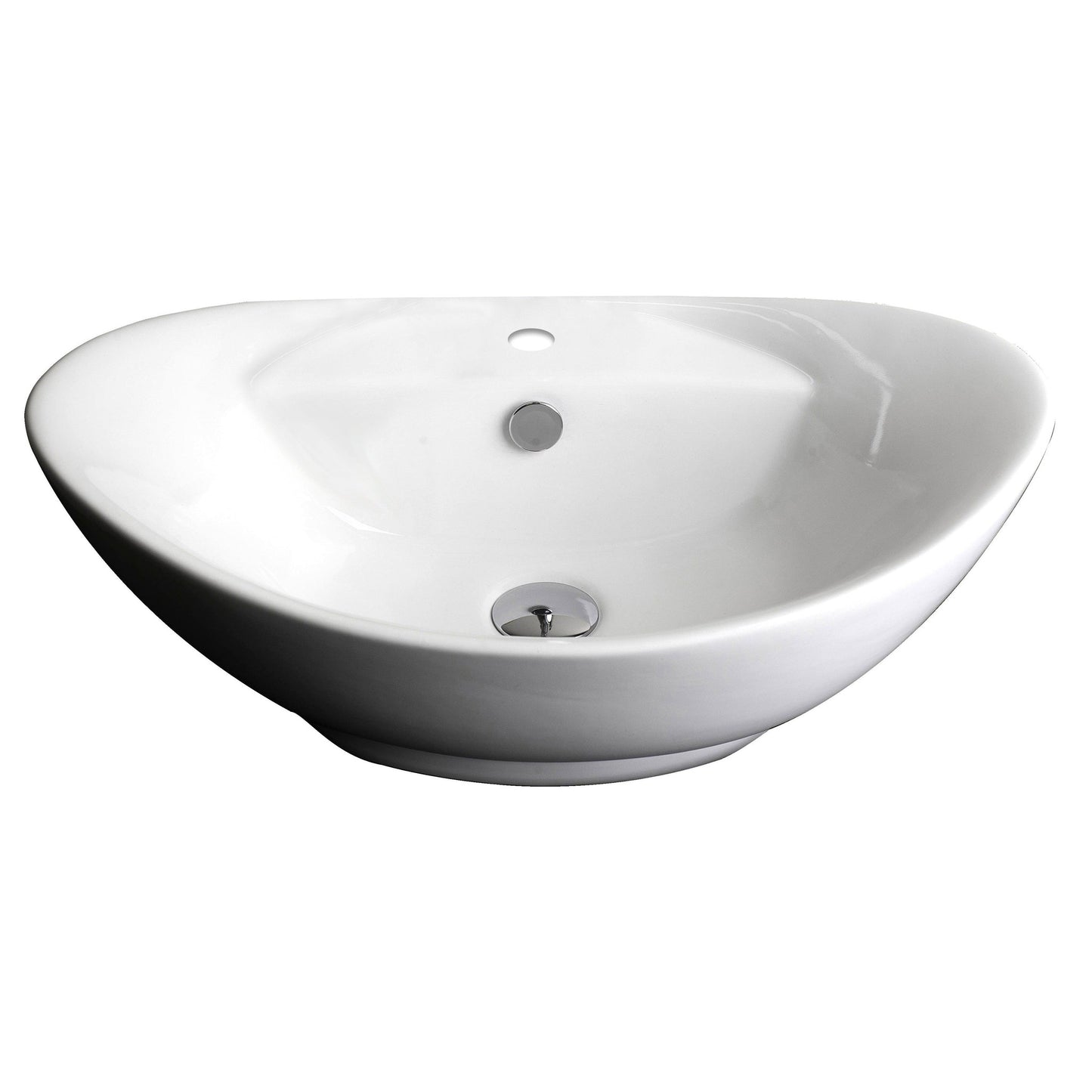 American Imaginations AI-15404 23" White Oval Ceramic Above Counter Bathroom Vessel Sink Set
