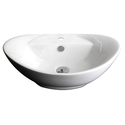 American Imaginations AI-15404 23" White Oval Ceramic Above Counter Bathroom Vessel Sink Set