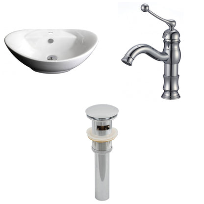 American Imaginations AI-15404 23" White Oval Ceramic Above Counter Bathroom Vessel Sink Set