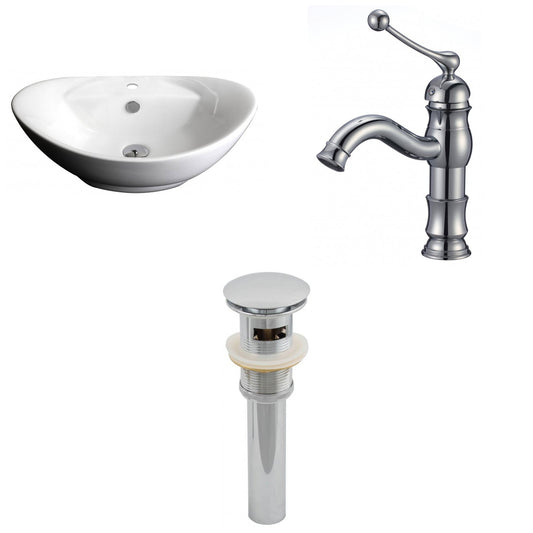 American Imaginations AI-15404 23" White Oval Ceramic Above Counter Bathroom Vessel Sink Set