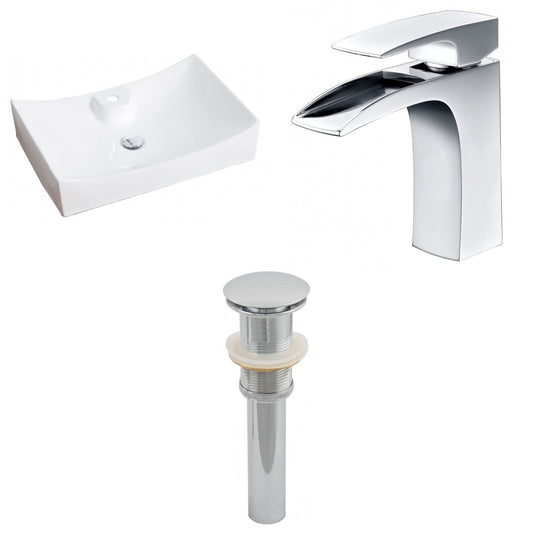American Imaginations AI-15417 26" White Rectangular Ceramic Above Counter Bathroom Vessel Sink Set