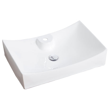 American Imaginations AI-15418 26" White Rectangular Ceramic Above Counter Bathroom Vessel Sink Set
