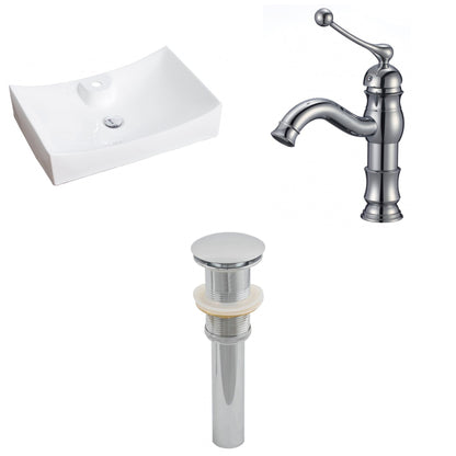 American Imaginations AI-15418 26" White Rectangular Ceramic Above Counter Bathroom Vessel Sink Set