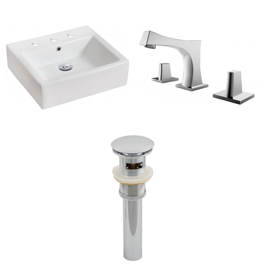 American Imaginations AI-15446 21" White Rectangular Ceramic Above Counter Bathroom Vessel Sink Set