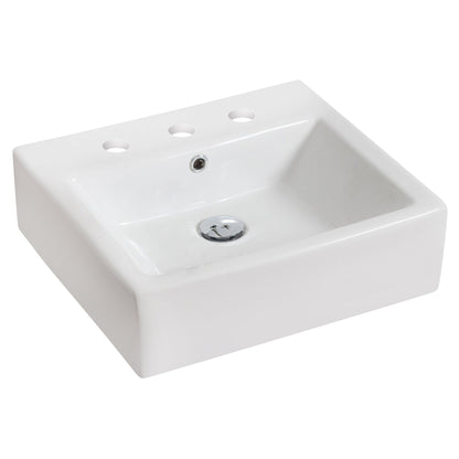 American Imaginations AI-15447 21" White Rectangular Ceramic Above Counter Bathroom Vessel Sink Set