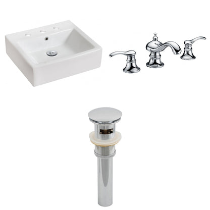 American Imaginations AI-15447 21" White Rectangular Ceramic Above Counter Bathroom Vessel Sink Set