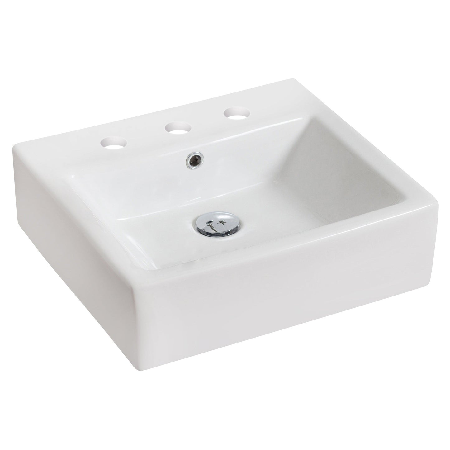 American Imaginations AI-15451 21" White Rectangular Ceramic Above Counter Bathroom Vessel Sink Set