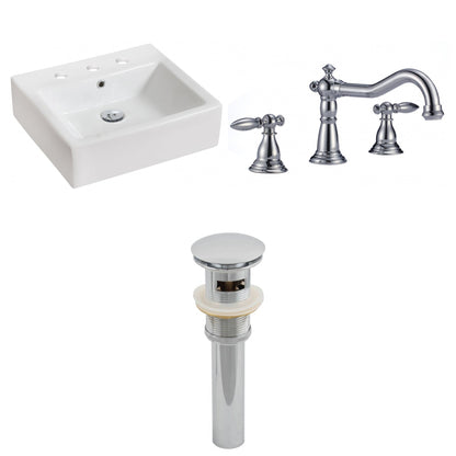 American Imaginations AI-15451 21" White Rectangular Ceramic Above Counter Bathroom Vessel Sink Set