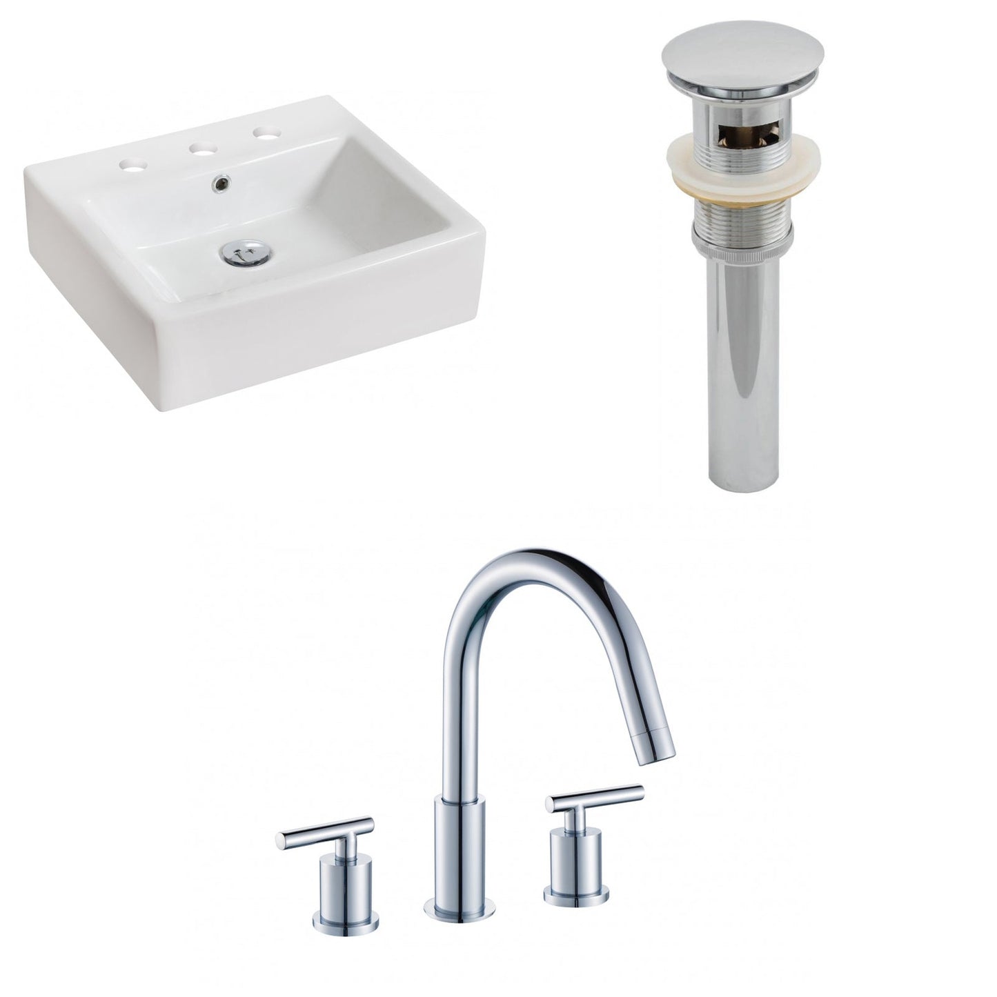 American Imaginations AI-15452 21" White Rectangular Ceramic Above Counter Bathroom Vessel Sink Set