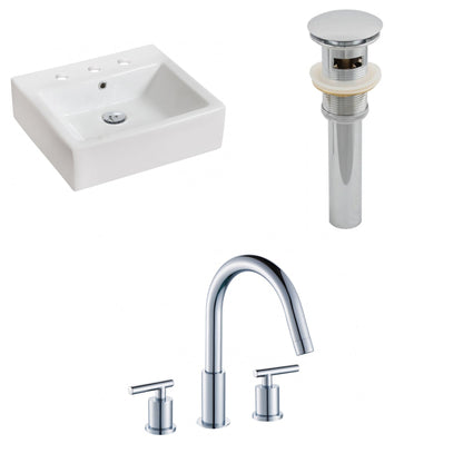 American Imaginations AI-15452 21" White Rectangular Ceramic Above Counter Bathroom Vessel Sink Set