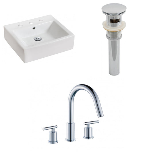American Imaginations AI-15452 21" White Rectangular Ceramic Above Counter Bathroom Vessel Sink Set