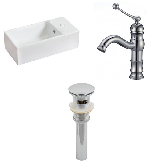American Imaginations AI-15464 19" White Rectangular Ceramic Above Counter Bathroom Vessel Sink Set