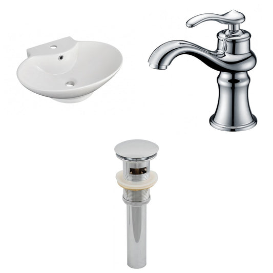 American Imaginations AI-15466 23" White Oval Ceramic Above Counter Bathroom Vessel Sink Set