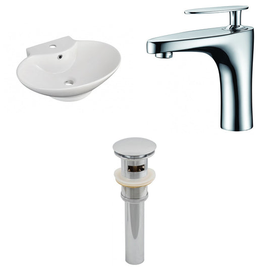 American Imaginations AI-15467 23" White Oval Ceramic Above Counter Bathroom Vessel Sink Set