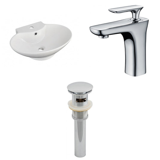 American Imaginations AI-15468 23" White Oval Ceramic Above Counter Bathroom Vessel Sink Set