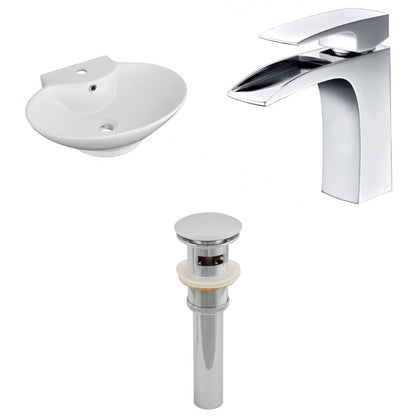 American Imaginations AI-15469 23" White Oval Ceramic Above Counter Bathroom Vessel Sink Set