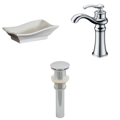 American Imaginations AI-15471 20" White Unique Ceramic Above Counter Bathroom Vessel Sink Set