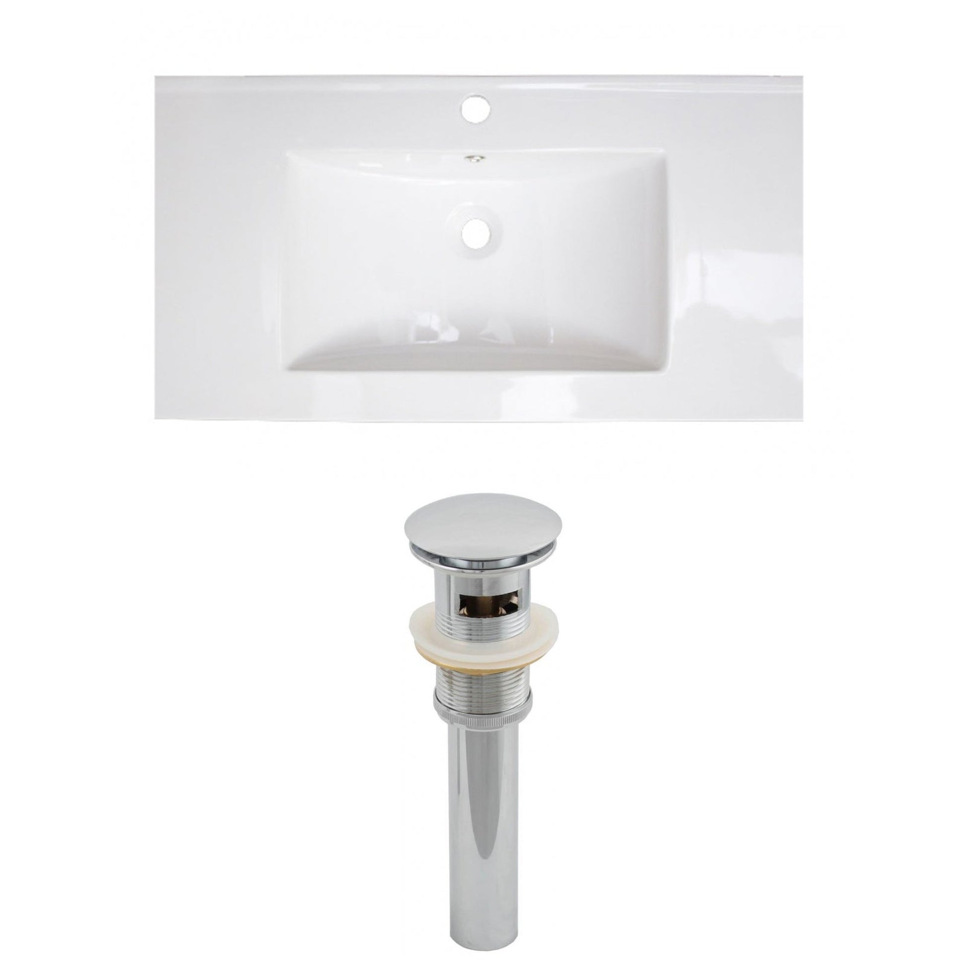 American Imaginations AI-15472 36" White Rectangular Drop In Transitional Ceramic Top Set