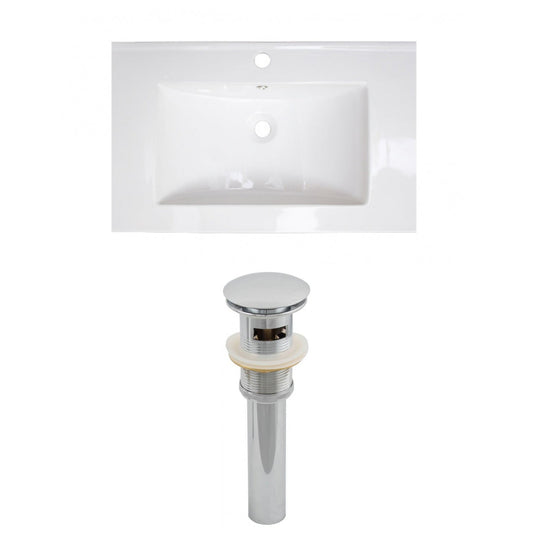 American Imaginations AI-15479 24" White Rectangular Drop In Modern Ceramic Top Set
