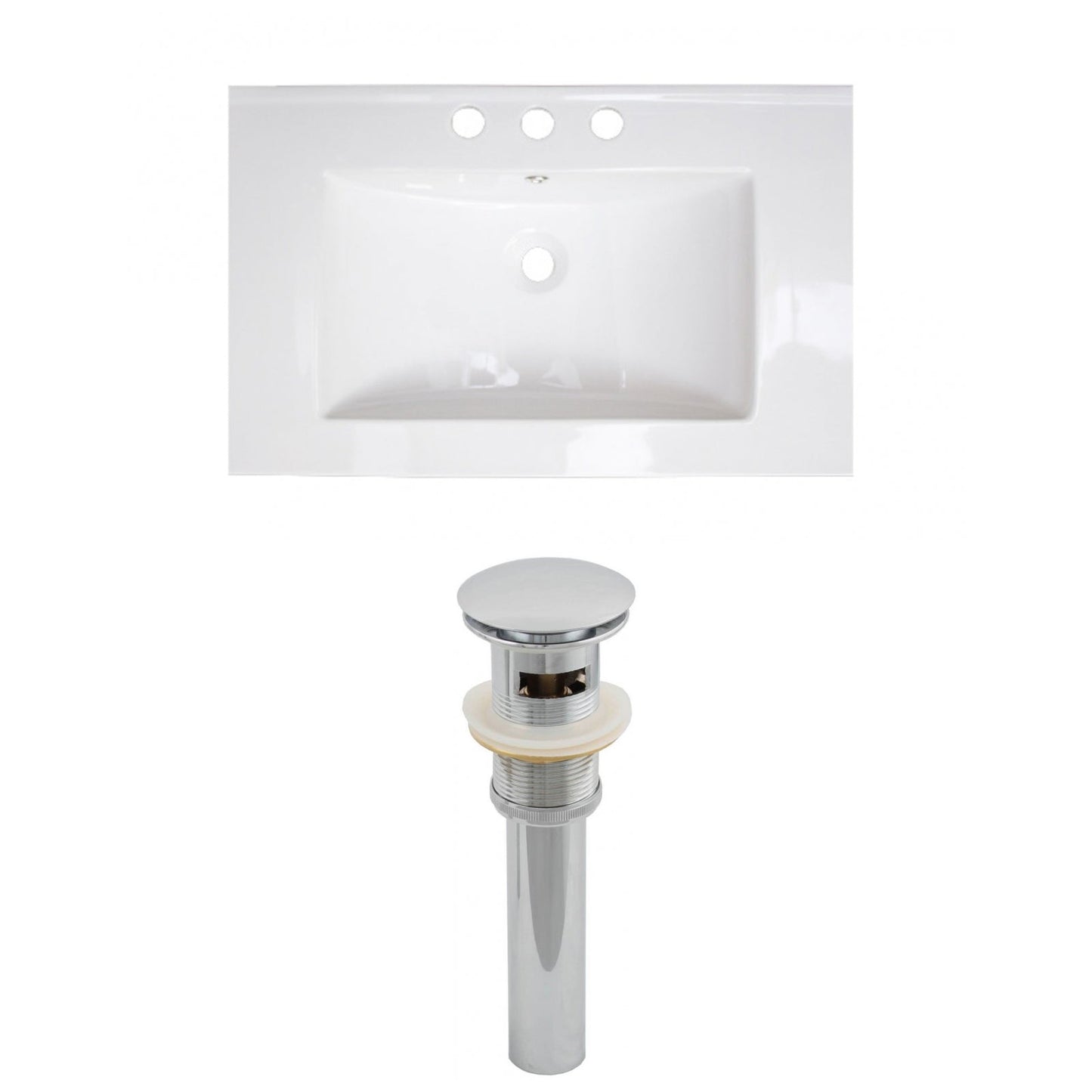 American Imaginations AI-15491 24" White Rectangular Drop In Transitional Ceramic Top Set