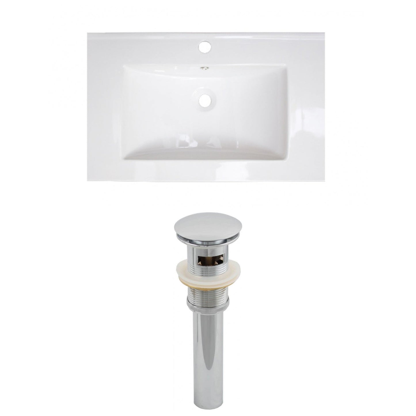 American Imaginations AI-15492 30" White Rectangular Drop In Transitional Ceramic Top Set