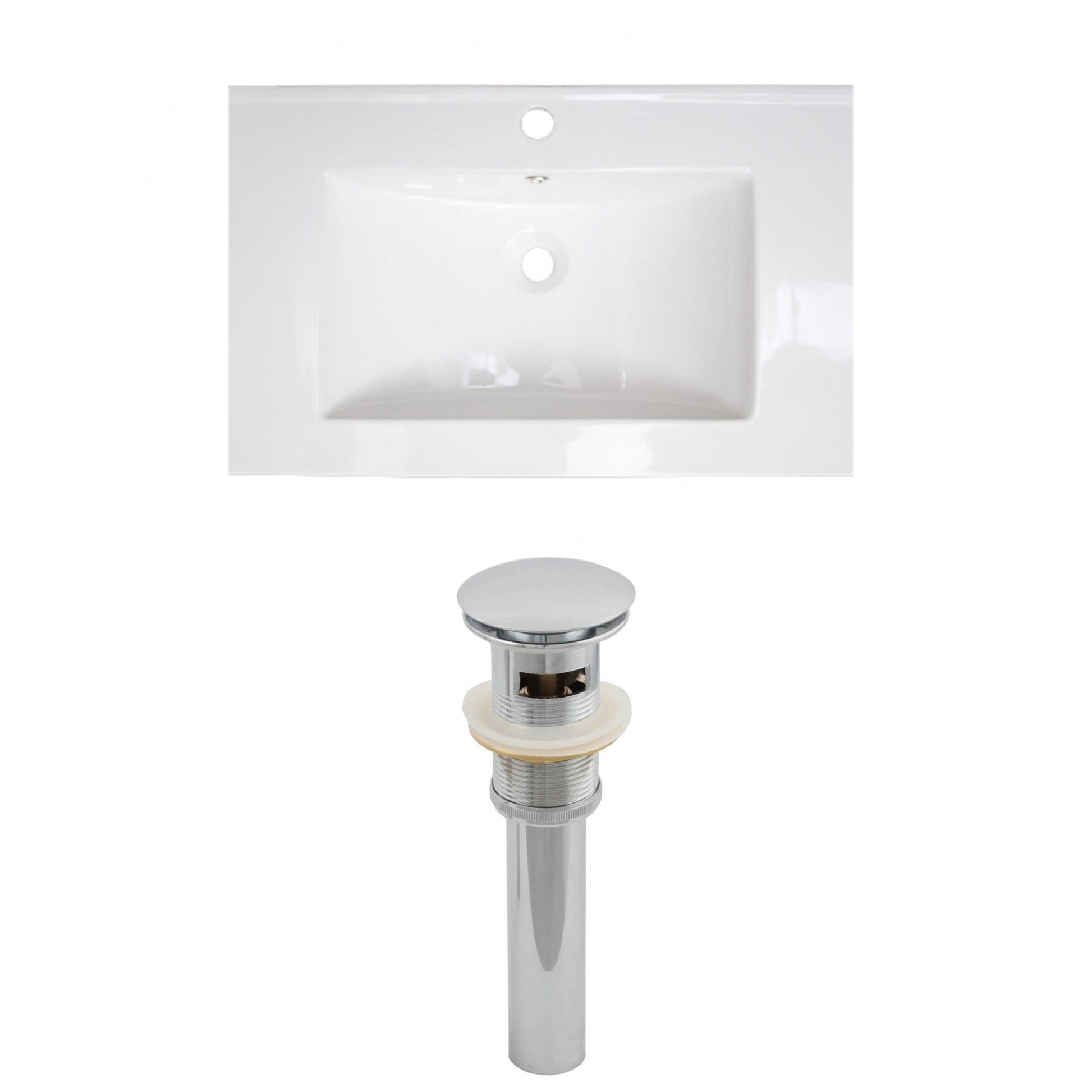 American Imaginations AI-15492 30" White Rectangular Drop In Transitional Ceramic Top Set