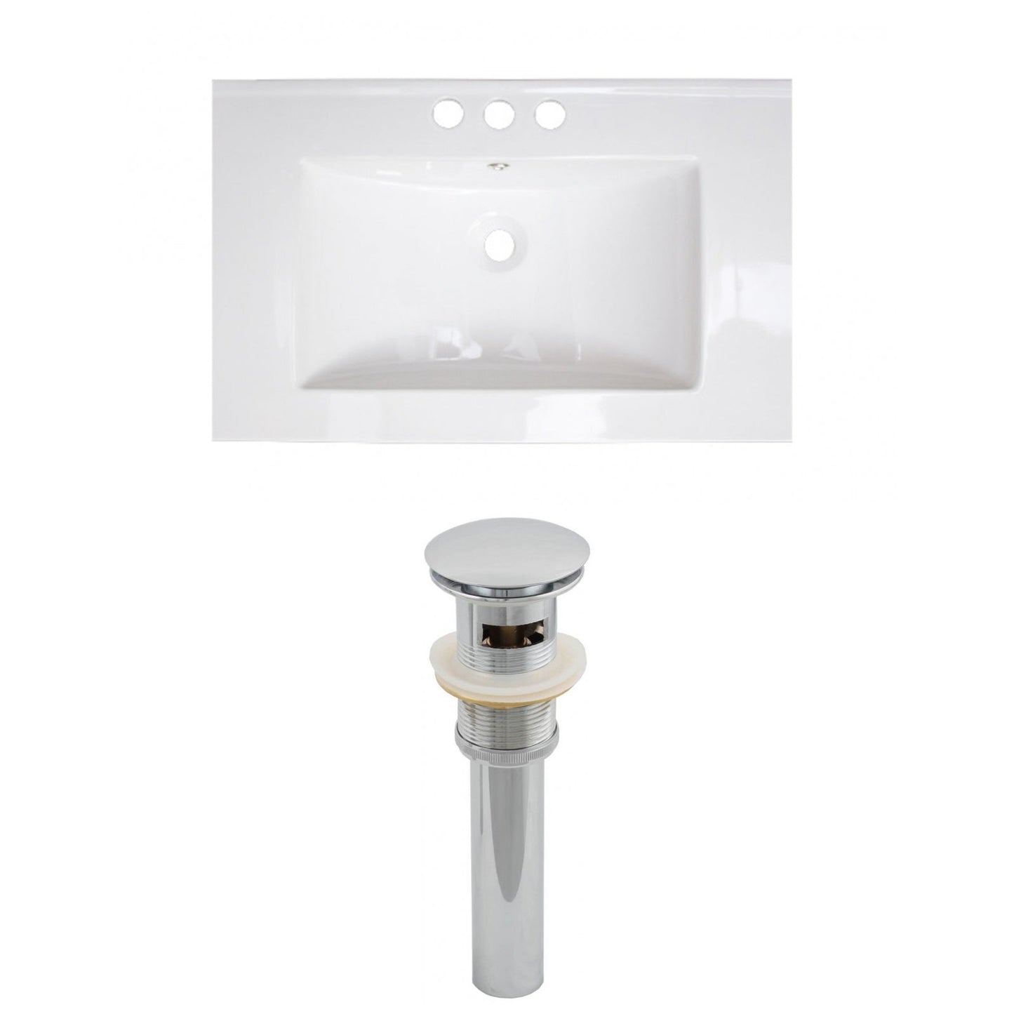 American Imaginations AI-15493 30" White Rectangular Drop In Transitional Ceramic Top Set