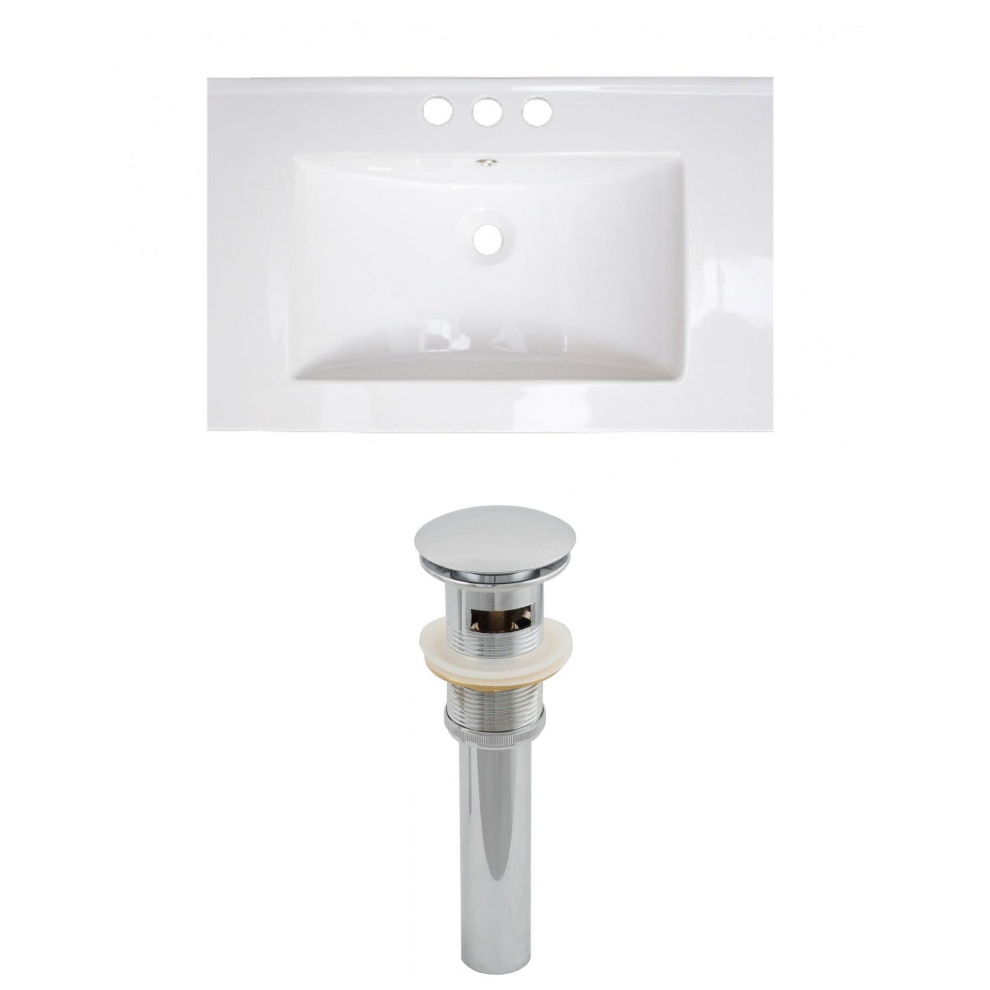 American Imaginations AI-15493 30" White Rectangular Drop In Transitional Ceramic Top Set