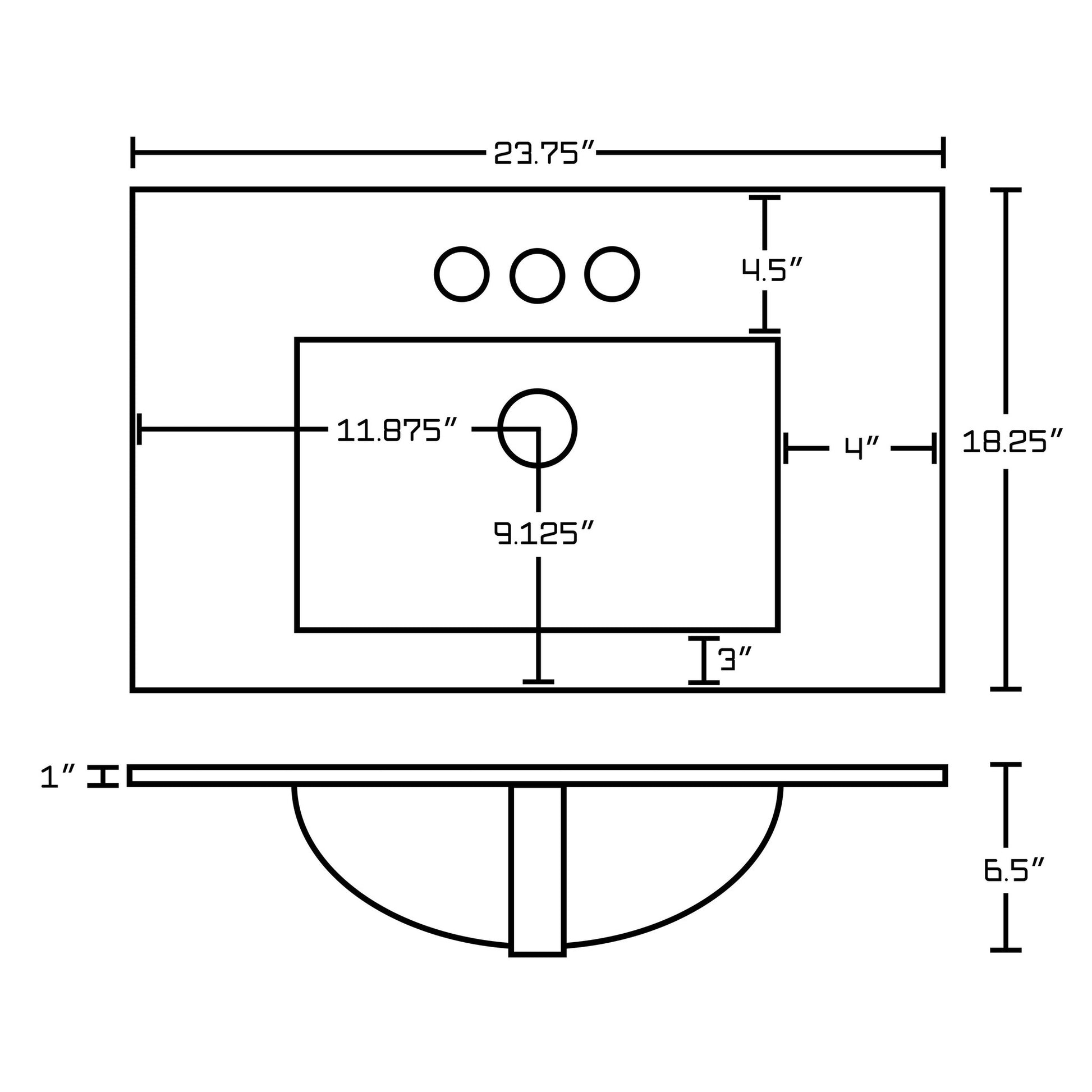 American Imaginations AI-15500 24" White Rectangular Drop In Transitional Ceramic Top Set