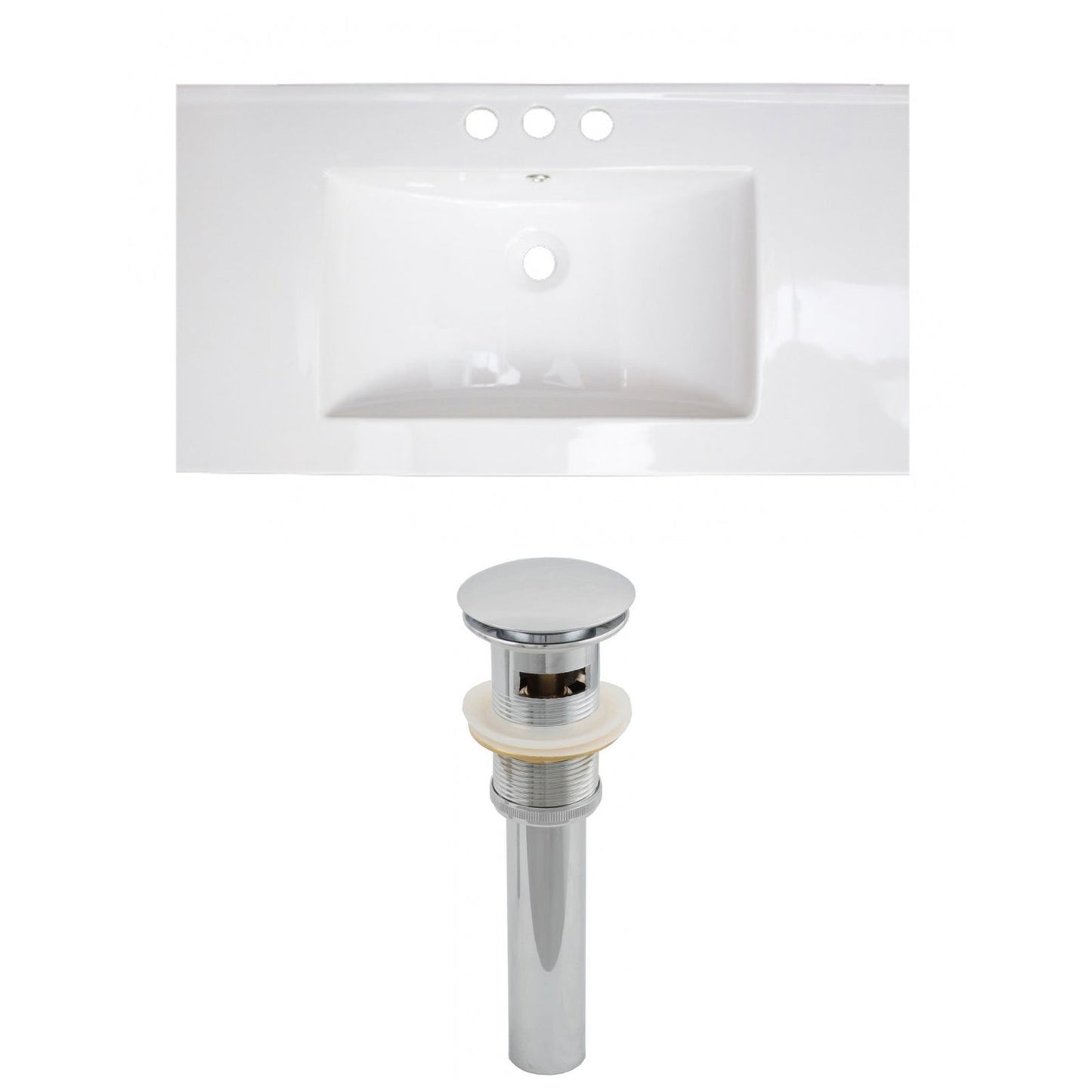 American Imaginations AI-15508 36" White Rectangular Drop In Transitional Ceramic Top Set