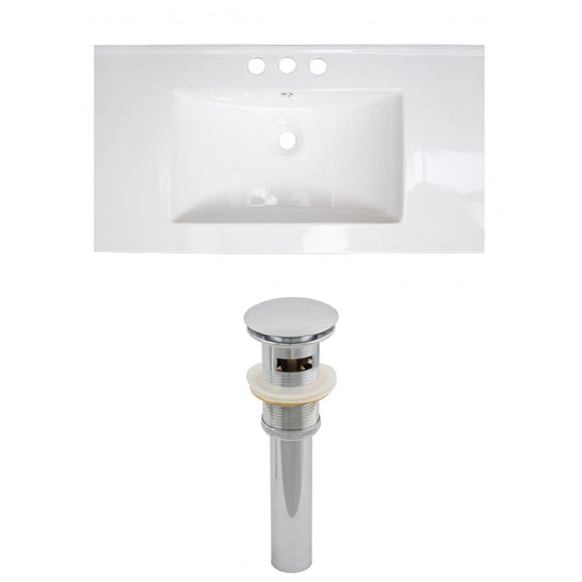 American Imaginations AI-15508 36" White Rectangular Drop In Transitional Ceramic Top Set