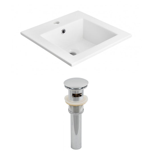 American Imaginations AI-15525 21" White Rectangular Drop In Transitional Ceramic Top Set