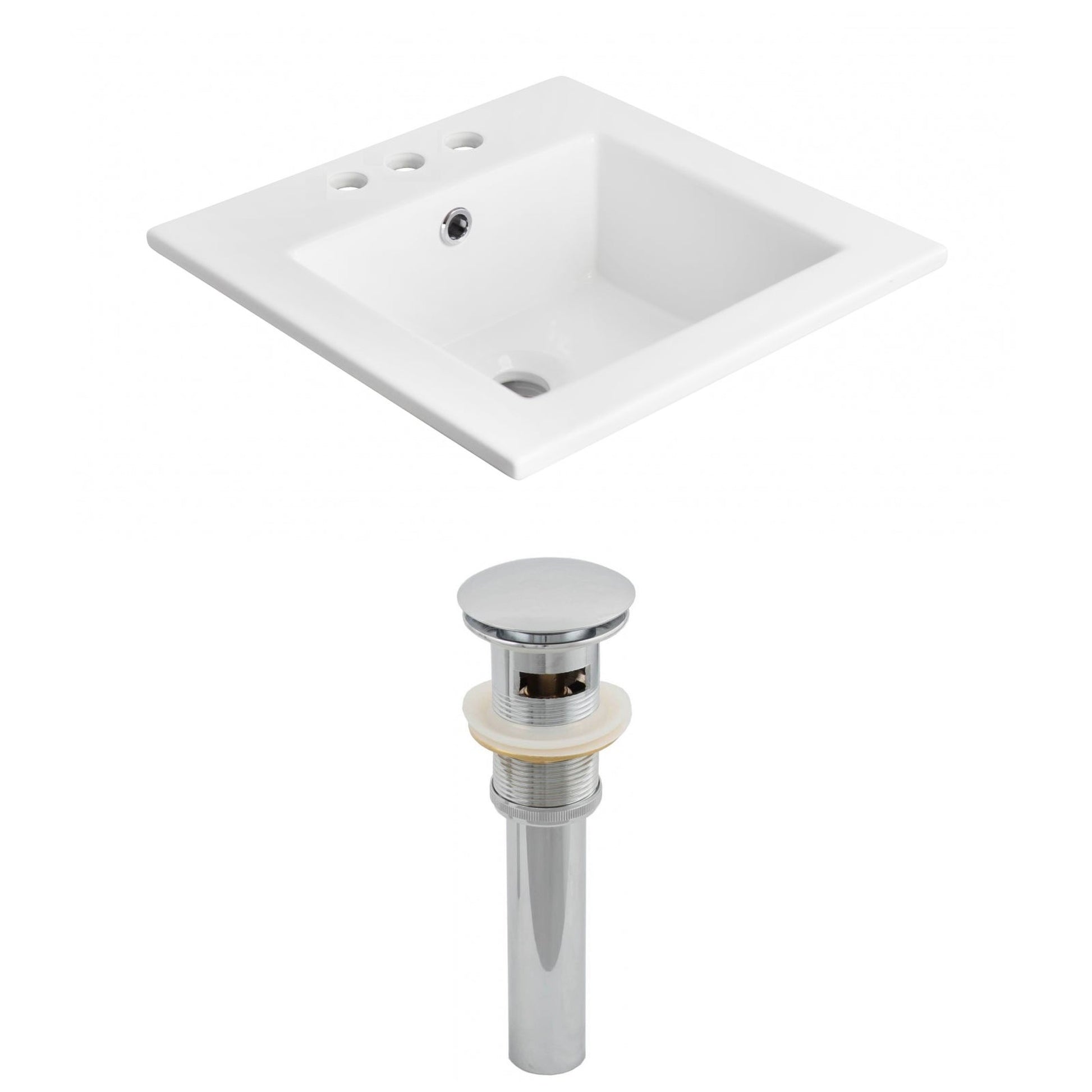 American Imaginations AI-15529 21" White Rectangular Drop In Transitional Ceramic Top Set