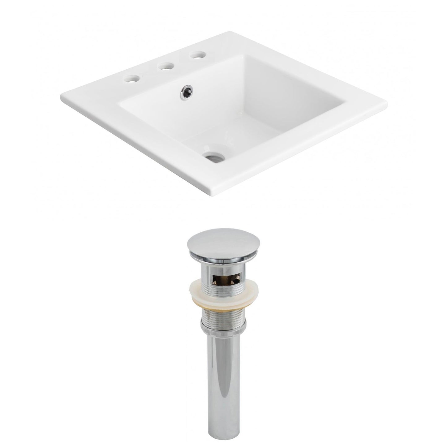 American Imaginations AI-15530 21" White Rectangular Drop In Transitional Ceramic Top Set