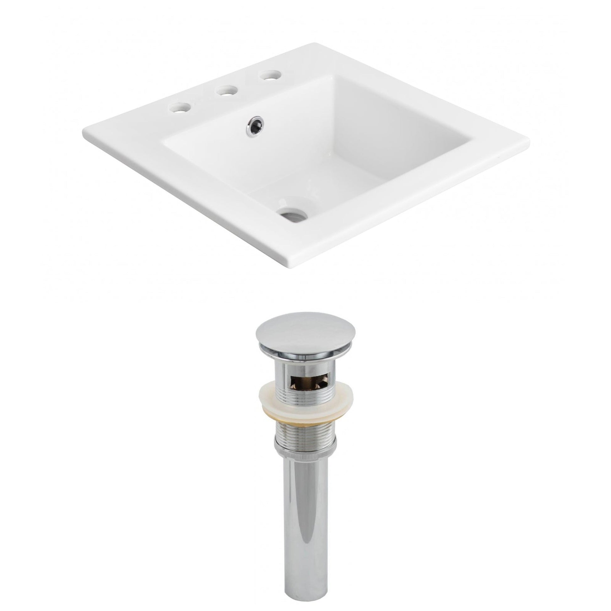American Imaginations AI-15530 21" White Rectangular Drop In Transitional Ceramic Top Set