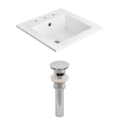 American Imaginations AI-15530 21" White Rectangular Drop In Transitional Ceramic Top Set